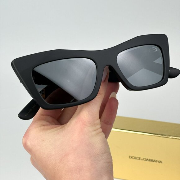 D&G DG4435 25256G BRAND NEW Sunglasses Matte Black Gray Mirrored Cat Eye Women main image 9